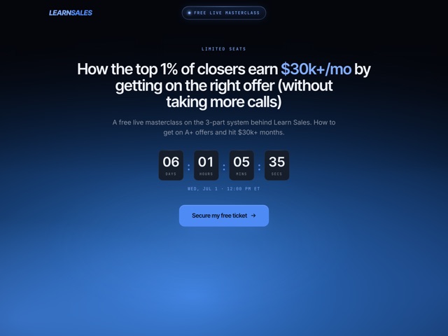 Registration landing page — opt-in hero