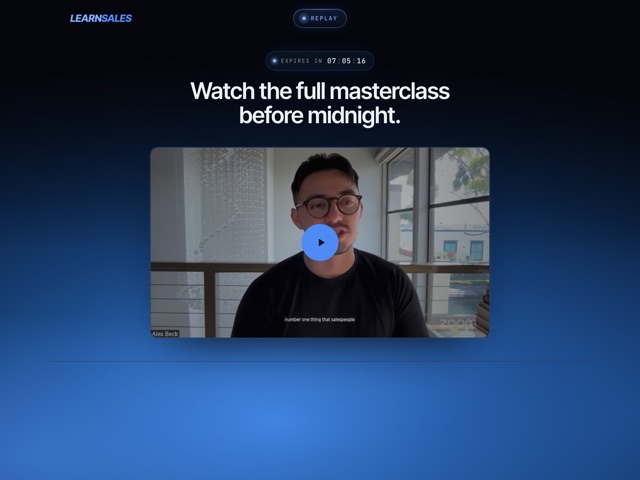 Replay landing page — video hero