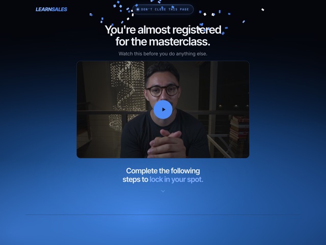 Thank-you landing page — confirmation hero